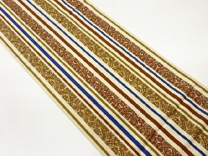 本場筑前博多縞に幾何学模様織出し名古屋帯